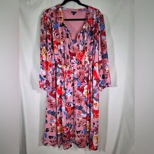Torrid Midi Dress - Pink with Floral Pattern - 2X
